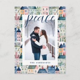 Cartão Postal De Festividades Foto de Natal Cores Aquáticas Azuis