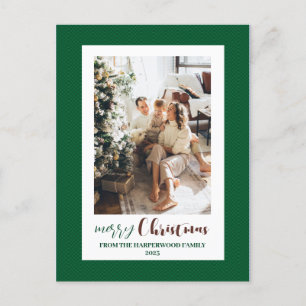 Cartão Postal De Festividades Foto de Natal da Família Elegante Minimalista