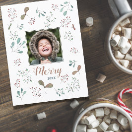 Cartão Postal De Festividades Foto de Natal da Floresta feliz de inverno
