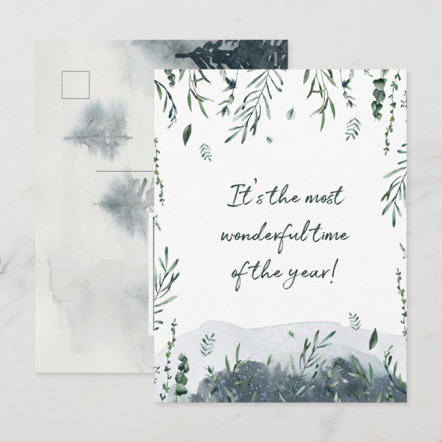 Cartão Postal De Festividades Foto de Natal da Greenerescência Botânica de inver (Frente/Verso)