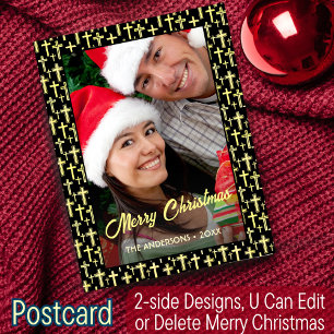 Cartão Postal De Festividades Foto de Natal da Holly Cross Family Faith Religião