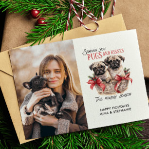 CARTÃO POSTAL DE FESTIVIDADES FOTO DE NATAL DE BEIJOS E CACHORROS