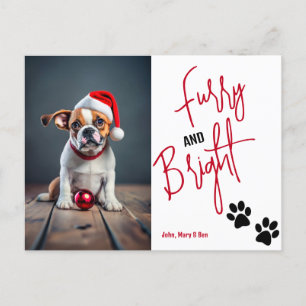 Cartão Postal De Festividades Foto de Natal de Furry e Bright Pet Vermelho