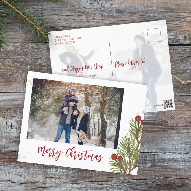 Cartão Postal De Festividades Foto de Natal de Red Holly Berries (Criador carregado)