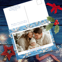 Foto de Natal do Floco de Neve Azul Cozy