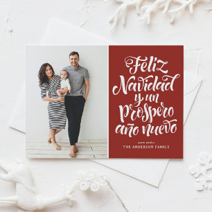 Cartão Postal De Festividades Foto de Natal do Script Red Feliz Navidad