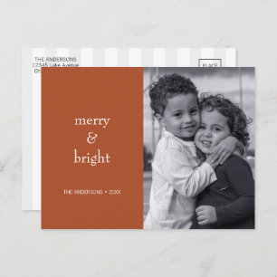 Cartão Postal De Festividades Foto de Natal do Terracotta, Feliz Moderna e Brilh