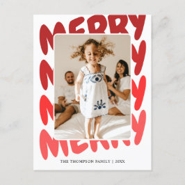 Cartão Postal De Festividades Foto de Natal feliz de Omã Vermelho moderno