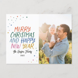 Cartão Postal De Festividades Foto de Natal feliz e alegre da neve