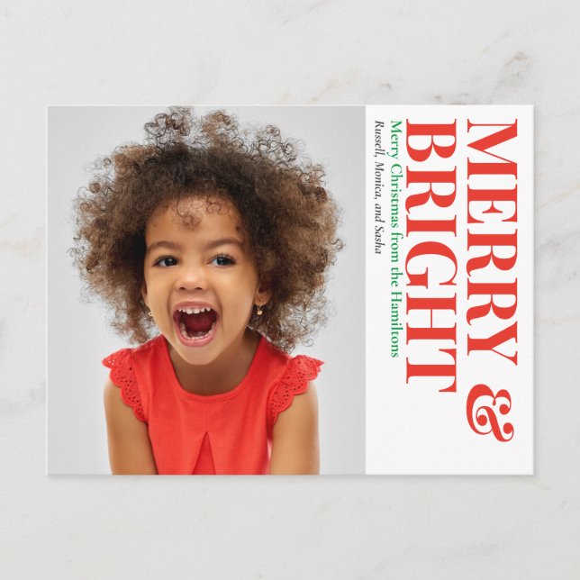 Cartão Postal De Festividades Foto de Natal feliz e brilhante (Frente)