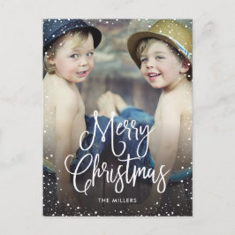 Cartão Postal De Festividades Foto de Natal Feliz para Férias e Neve