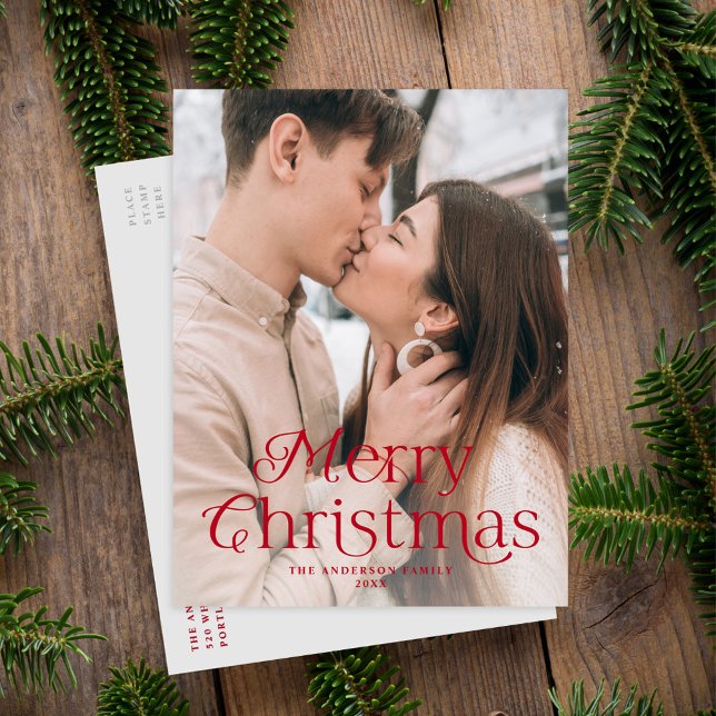 Cartão Postal De Festividades Foto de Natal Festivo Red Elegance (Criador carregado)