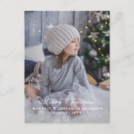 Cartão Postal De Festividades Foto de Natal Personalizável com Letra Moderna