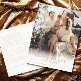 Cartão Postal De Festividades Foto de Natal Religioso do Script Dourado Moderno