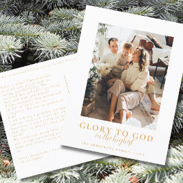 Cartão Postal De Festividades Foto de Natal Religioso do Script Dourado Moderno
