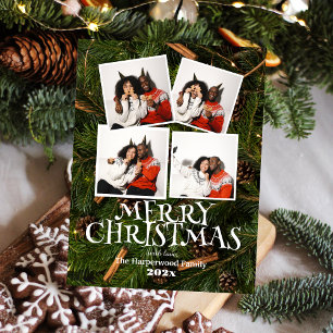 Cartão Postal De Festividades Foto de Natal simples e elegante da família modern