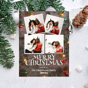 Cartão Postal De Festividades Foto de Natal simples e elegante da família modern