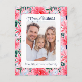 Cartão Postal De Festividades Foto de Natal Tropical Rosa Vibrante