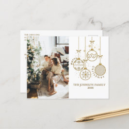 Cartão Postal De Festividades Foto de ouro Natal Decoration Balls