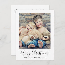 Cartão Postal De Festividades Foto de retrato minimalista de Natal feliz