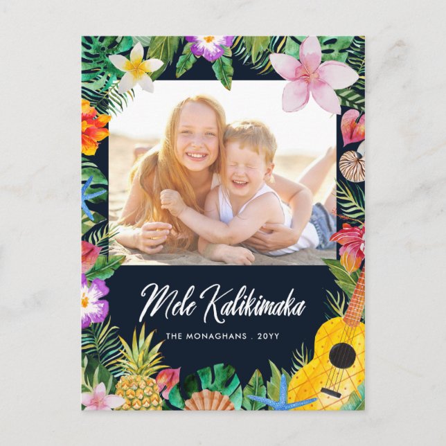 Cartão Postal De Festividades Foto de saudações da Ilha marinho (Frente)