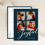 Cartão Postal De Festividades Foto de Script Azul Minimalista Moderno e Justo, 4<br><div class="desc">Cartão-postal de Feriado Moderno Minimalista do Blue Script 4 Foto Moderno,  alegre e minimalista. Mande Cartões de natal para seus entes queridos com este Cartão Feriado Festivo e Moderno. Todos os textos estão pré-organizados para que você personalize fácil e rapidamente com seus próprios detalhes. Feliz Feriados!</div>