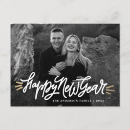 Cartão Postal De Festividades Foto de Script de Feliz ano novo Whimsical
