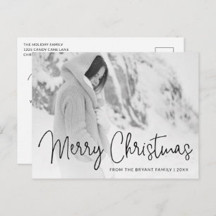Cartão Postal De Festividades Foto de Script Elegante Simples Natal Moderno