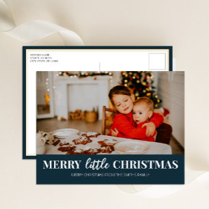 Cartão Postal De Festividades Foto de Script Moderno Azul de Natal feliz