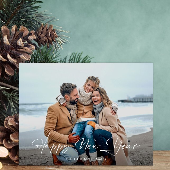 Cartão Postal De Festividades Foto de Script Moderno do feliz ano novo (Criador carregado)