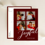 Cartão Postal De Festividades Foto de Script Vermelho 4 Minimalista Moderno e Jo<br><div class="desc">Cartão-postal de Natal Moderno e Minimalista do Red Script 4 Foto Moderno,  alegre e minimalista. Mande Cartões de natal para seus entes queridos com este Cartão Feriado Festivo e Moderno. Todos os textos estão pré-organizados para que você personalize fácil e rapidamente com seus próprios detalhes. Feliz Feriados!</div>