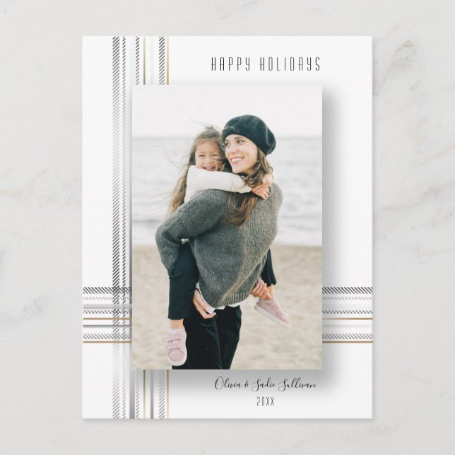 Cartão Postal De Festividades Foto de Sombra Dourada e Prateada Moderna (Frente)