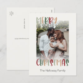 Cartão Postal De Festividades Foto desbotada de Natal Colorida Casual
