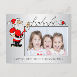 Cartão Postal De Festividades Foto divertida de Natal da família do Papai Noel H