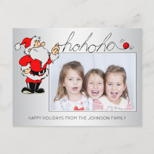 Cartão Postal De Festividades Foto divertida de Natal da família do Papai Noel H