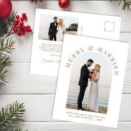 Cartão Postal De Festividades Foto do Arch da Feliz Casada Natal Dourado