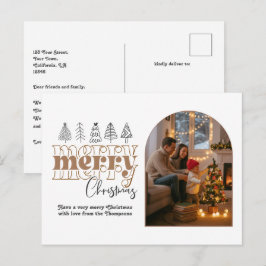Cartão Postal De Festividades Foto do Arch Neutral Mocha Cozy Feliz Natal