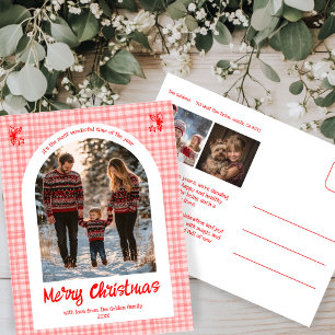 Cartão Postal De Festividades Foto do Arco Personalizado 3 de Natal Vermelho Cor