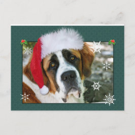 Cartão Postal De Festividades Foto do cão de St Bernard do Natal