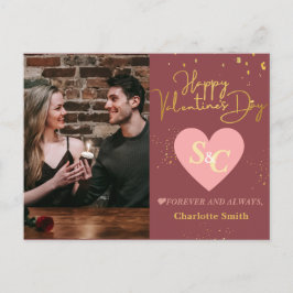 Cartão Postal De Festividades Foto do casal do Monograma do Elegant Love