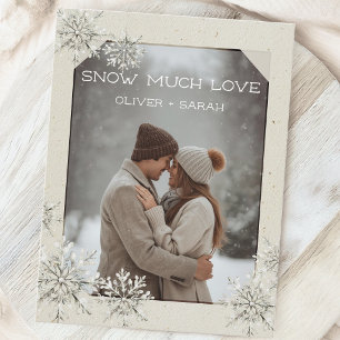 Cartão Postal De Festividades Foto do casal Snowflake Snow Much Love