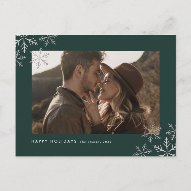 Cartão Postal De Festividades Foto do Elegante Moderno Foil Snowflakes (Frente)