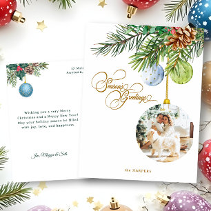 Cartão Postal De Festividades Foto do Enfeites de natal do Pinheiro de Saudações