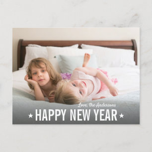 Cartão Postal De Festividades Foto do Feliz ano novo de Script Simples Moderno