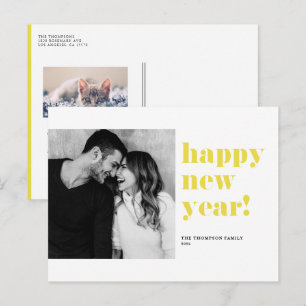 Cartão Postal De Festividades Foto do Feliz ano novo de Tipografia Amarela