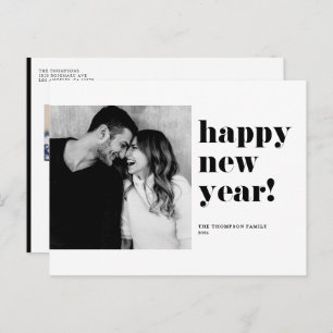 Cartão Postal De Festividades Foto do Feliz ano novo de Tipografia Negrito