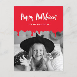 Cartão Postal De Festividades Foto do Halloween Vermelho Sanguíneo