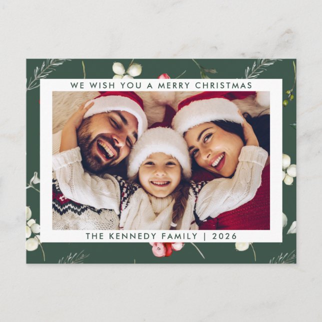 Cartão Postal De Festividades Foto do Moderno Natal, Winter Greenery (Frente)