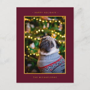 Cartão Postal De Festividades FOTO DO NATAL HOLIDAY Douradas Poinsettias