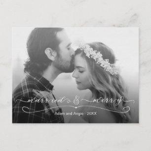 Cartão Postal De Festividades Foto do primeiro Natal casada e Feliz